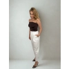 Krótki crop top ONE FASHION, brązowy, rozmiar S.
