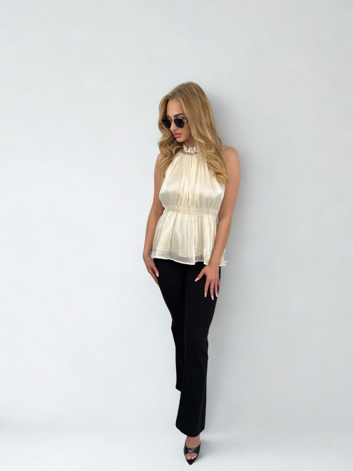 Bluzka gold z cyrkoniami, rozmiar M/L